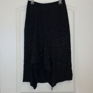 Express Black Polkadot Asymmetrical Hem Midi Skirt Size 6 Small
